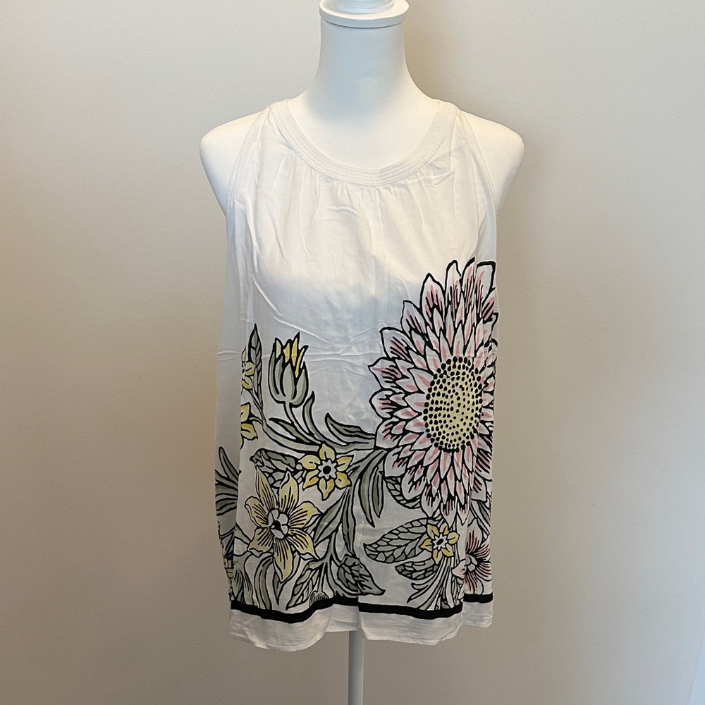 LOFT White Floral Tank Top
